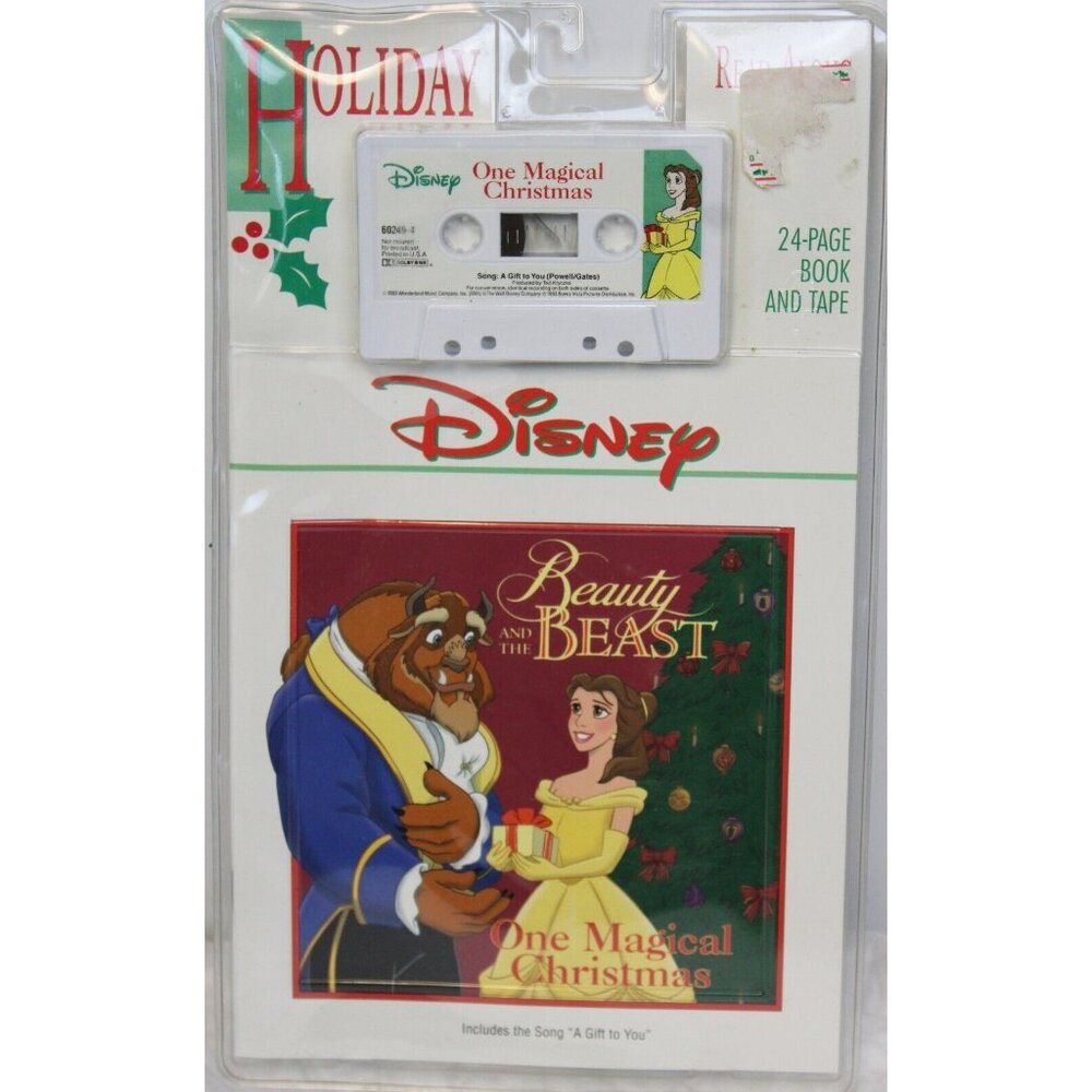VTG 90s Disney Sing Along Lyric Book Cassette Music Kid Beauty & the Beast Xmas